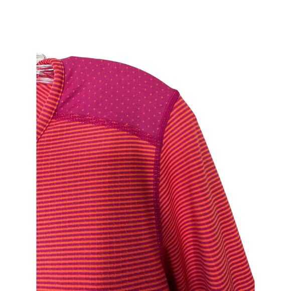 Saucony Pink Purple Striped Long Sleeve Cuffins Workout Running Shirt - Picture 5 of 15